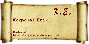 Korponai Erik névjegykártya